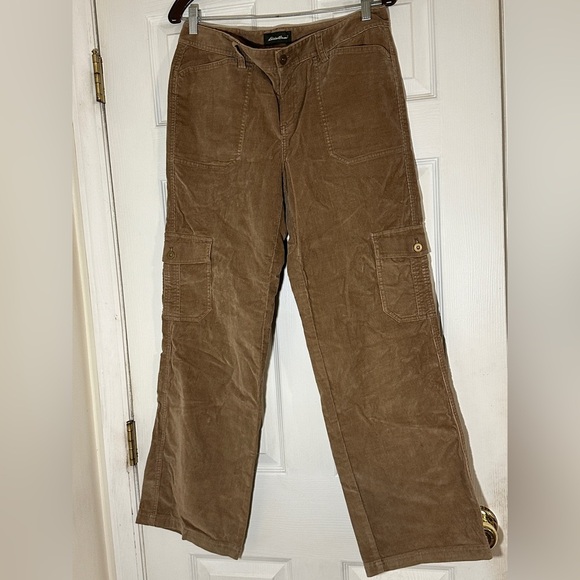 Eddie Bauer women’s wide leg soft corduroy pants khaki size 10 - Picture 1 of 4